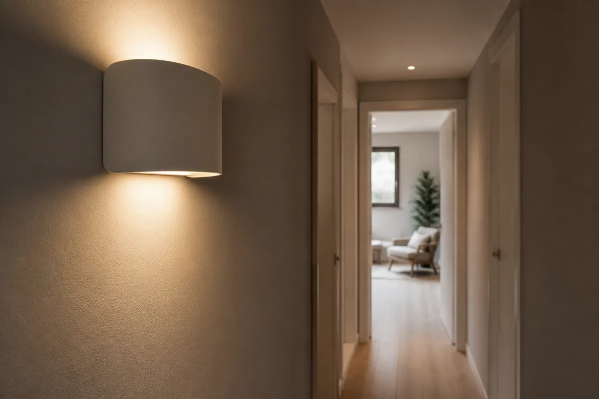 Aplique de pared en un pasillo residencial
