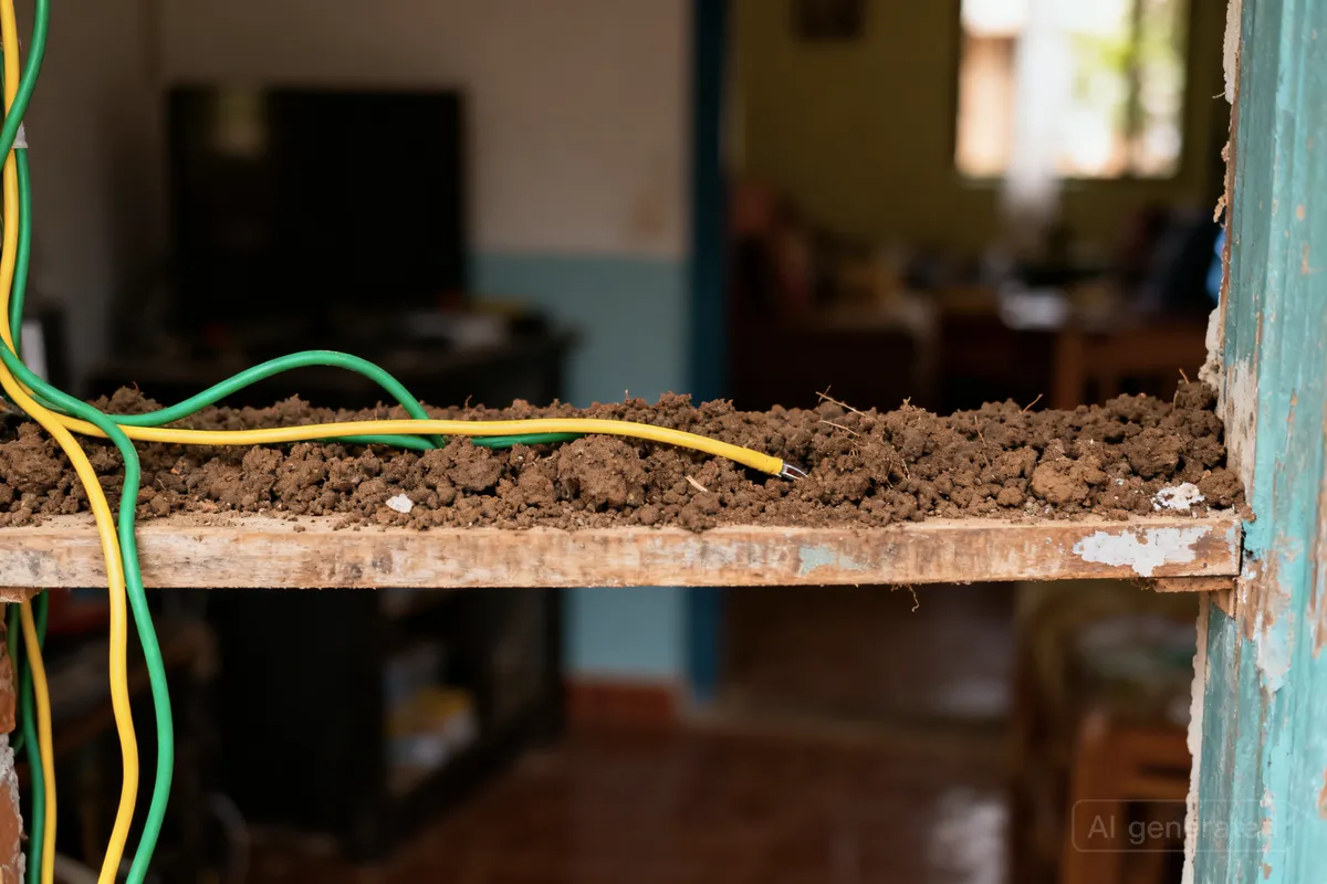 Barra de tierra con cables verde-amarillo en un cuadro doméstico