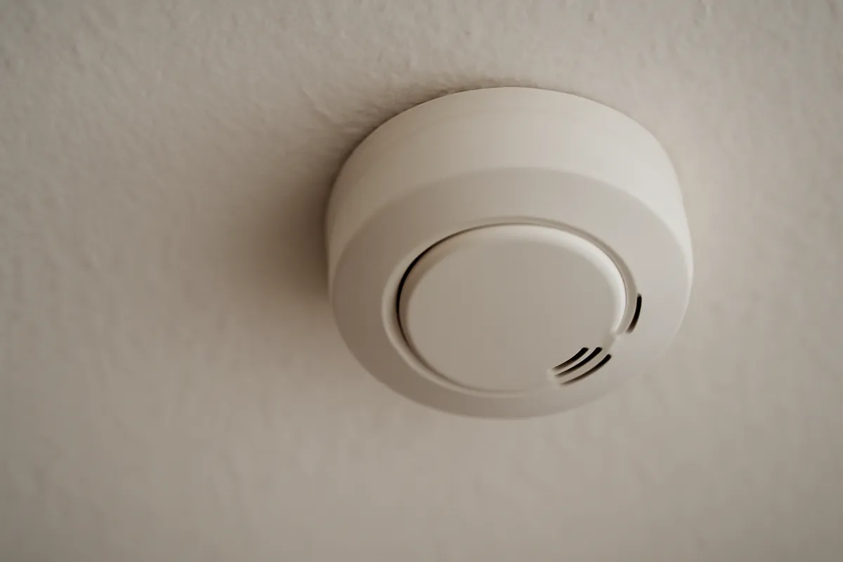 Detector de humo instalado en un techo interior