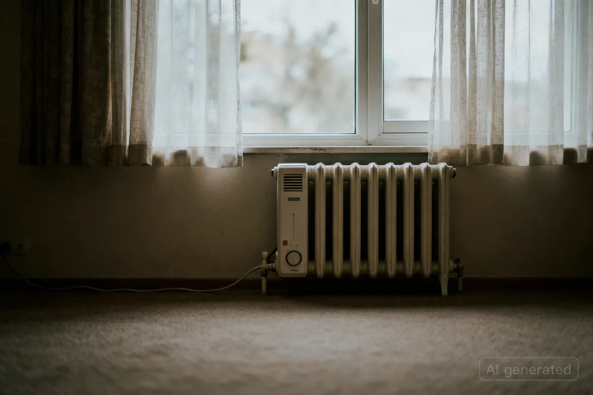 Emisor eléctrico de pared en un salón residencial