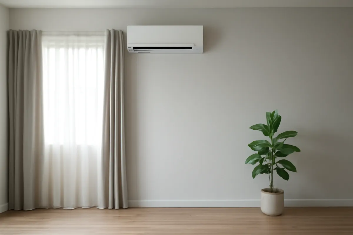 Unidad interior de aire acondicionado en salón vacío