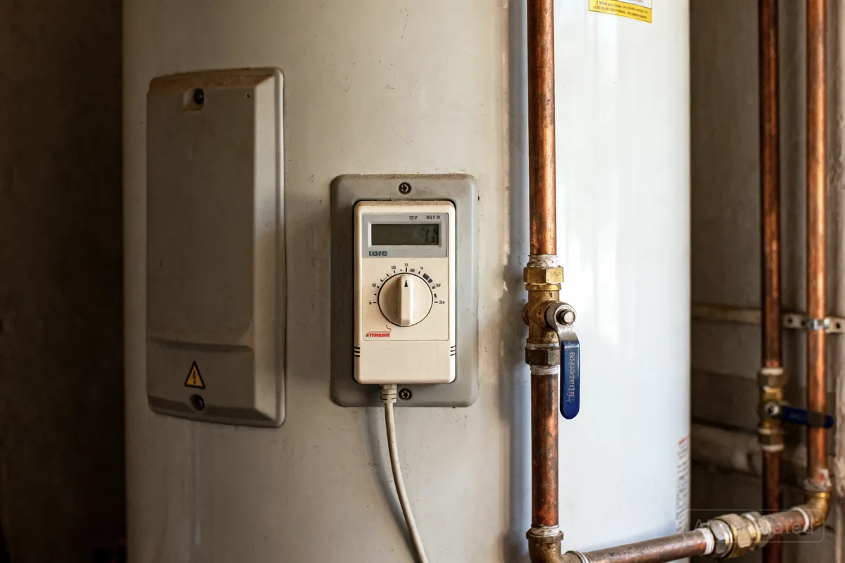 Termostato y tuberías de un termo eléctrico doméstico
